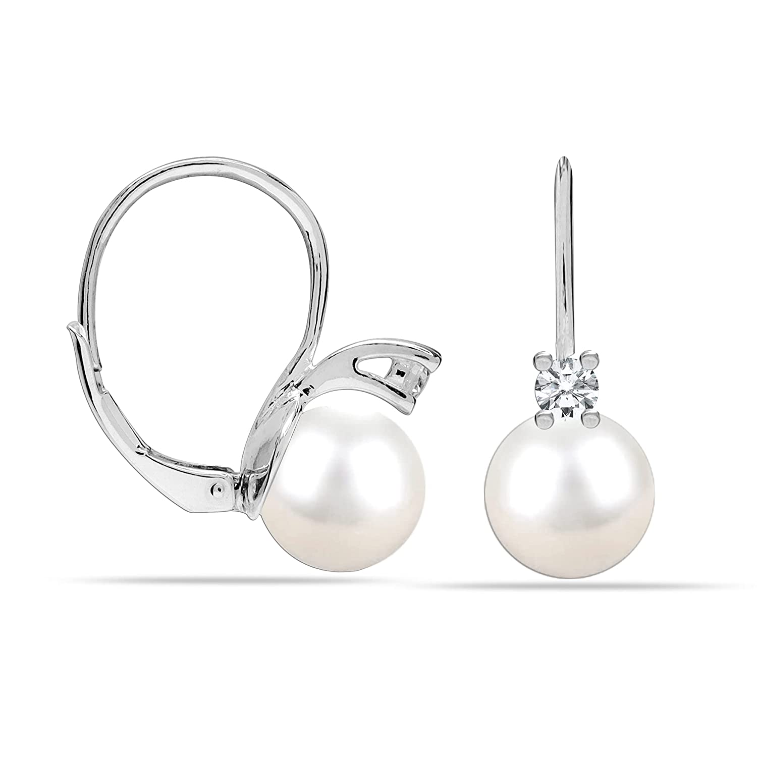 925 Sterling Silver Leverback Pearl Earring for Women