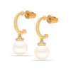 925 Sterling Silver 18K Gold Plated Pearl Hypoallergenic Pearl Hoop Earring for Teen Women