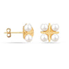 925 Sterling Silver Gold Plated Simulated Pearl Stud Earring for Women and Teen