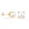 925 Sterling Silver Gold-Plated Simulated Pearl Stud Earring for Women and Teen