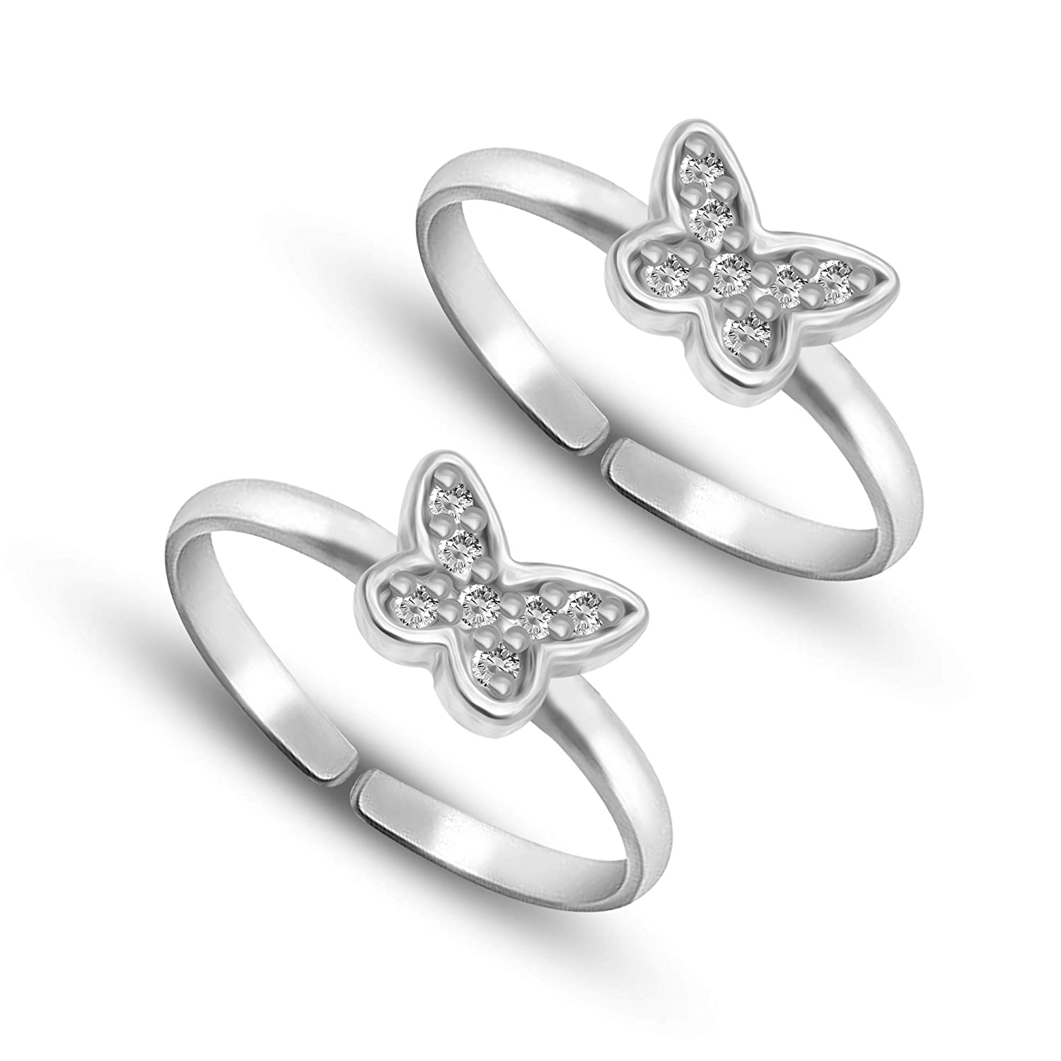 925 Sterling Silver Designer Cz Butterfly Toerings for Women