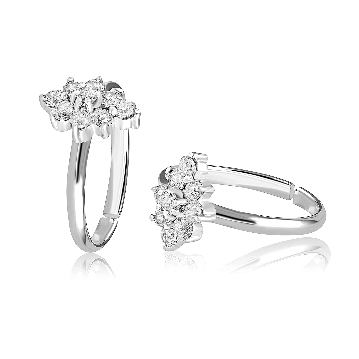 925 Sterling Silver Designer Cz Toerings for Women