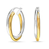 925 Sterling Silver Two-Tone Intertwining Oval Shape Click-Top Hoop Earring for Women 38 MM