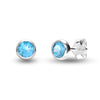 925 Sterling Silver Stud Earrings for Teen Women (4 MM Blue Topaz Round)