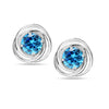 Sterling Silver Love Knot Stud Earring (6 MM Blue Topaz Round)