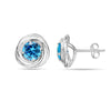 925 Sterling Silver LoveKnot Stud Earring for Teens Women (6 MM Blue Topaz Round)