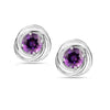 Sterling Silver Love Knot Stud Earring (6 MM Amethyst Round)