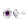 925 Sterling Silver Love Knot Stud Earring for Teens and Women (6 MM Amethyst )