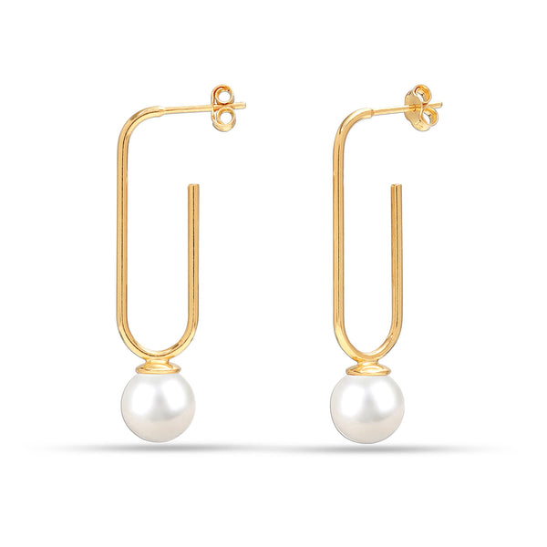 925 Sterling Silver Gold-Plated Pearl Drop Dangle Earring for Women