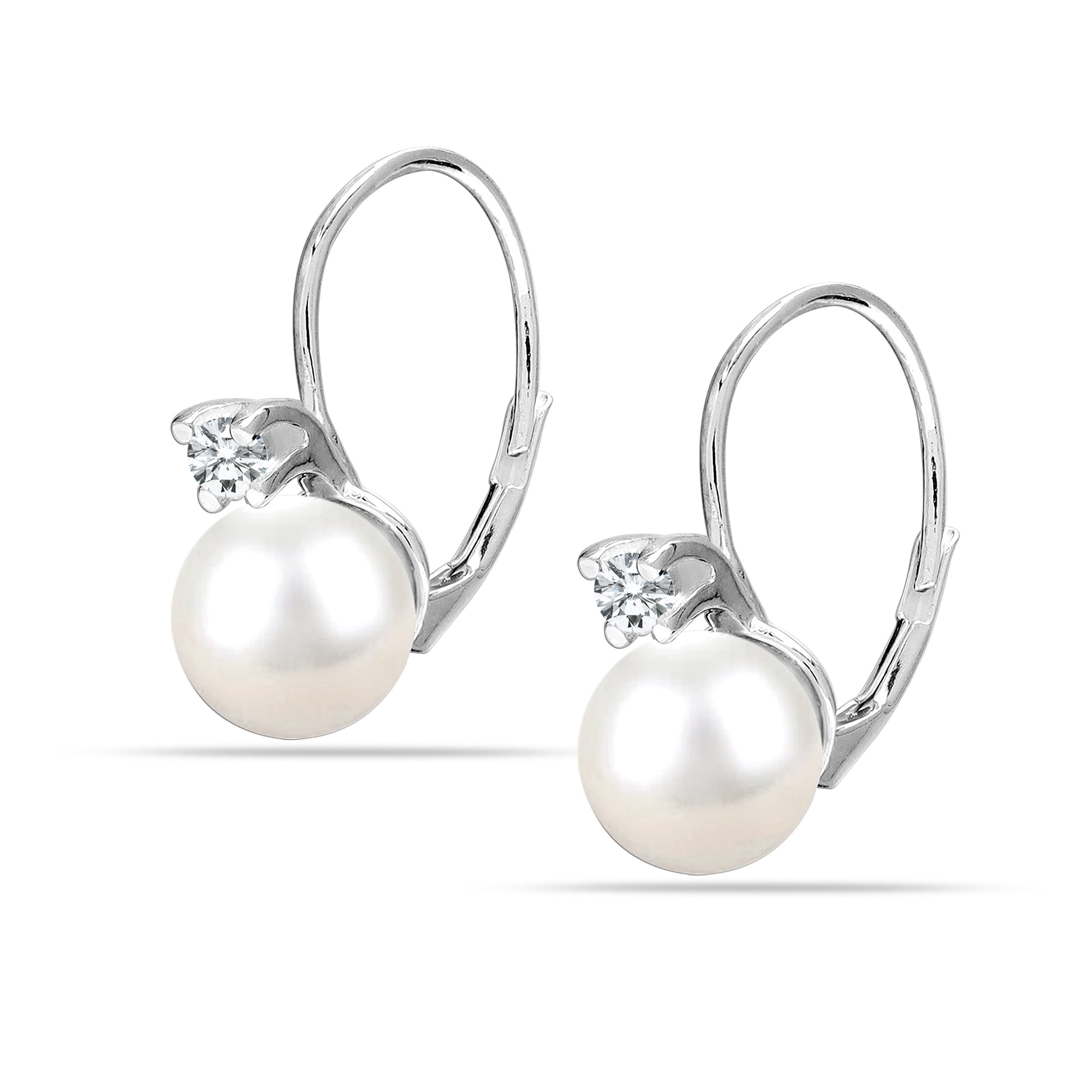 925 Sterling Silver Leverback Pearl Earring for Women