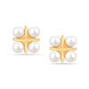 925 Sterling Silver Gold Plated Simulated Pearl Stud Earring for Women and Teen