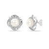 925 Sterling Silver Simulated Pearl CZ Love Knot Stud Earring for Women Teen