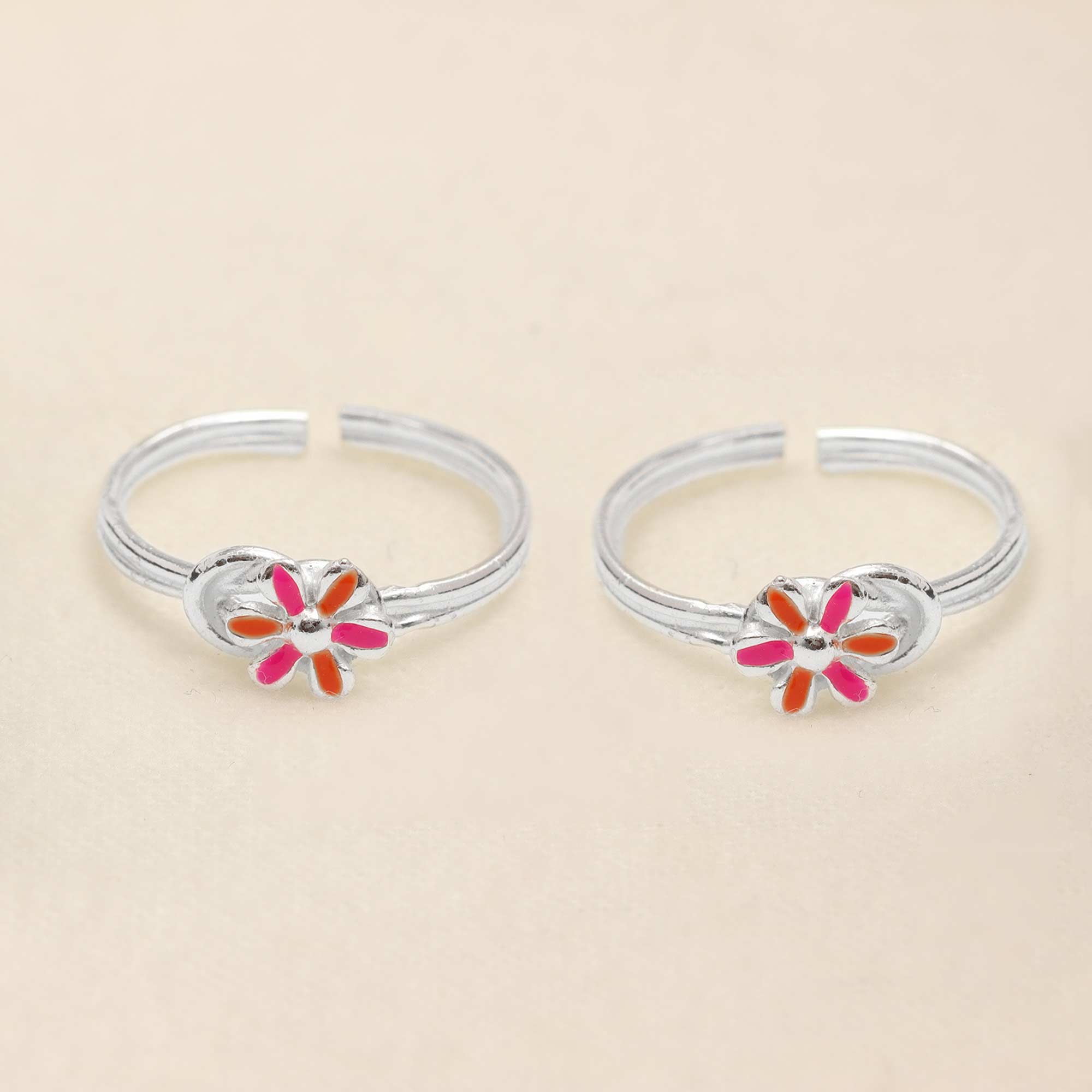 925 Sterling Silver Women's Designer Floral Enamel Toerings