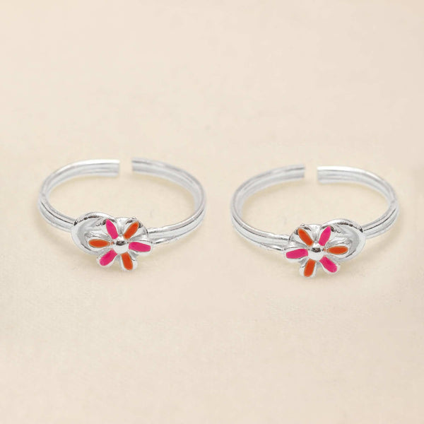 925 Sterling Silver Women's Designer Floral Enamel Toerings