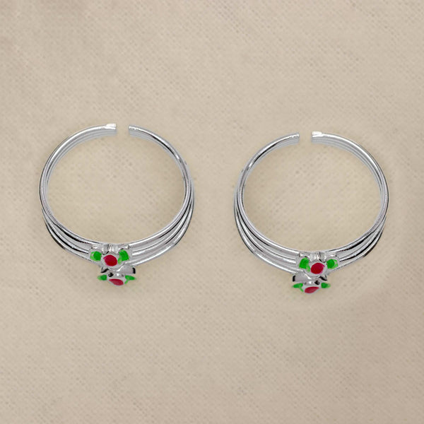 925 Sterling Silver Designer Lotus Flower Enamel Toerings for Women