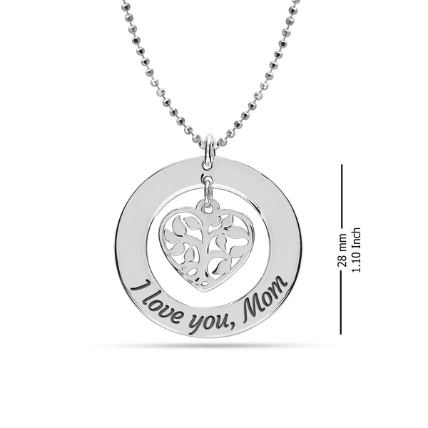 925 Sterling Silver Heart Family Tree Necklace for Women Teen