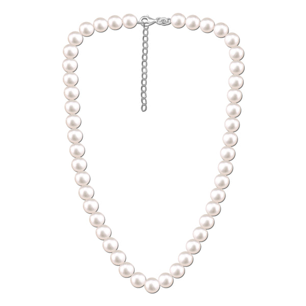 925 Sterling Silver Pearl Necklace for Women 18 Inches With Chain