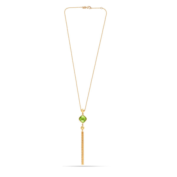 925 Sterling Silver Gold-Plated Peridot Natural Birthstone Necklace for Women