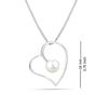 925 Sterling Silver Pearl Love Heart Pendant Necklace for Teen and Women