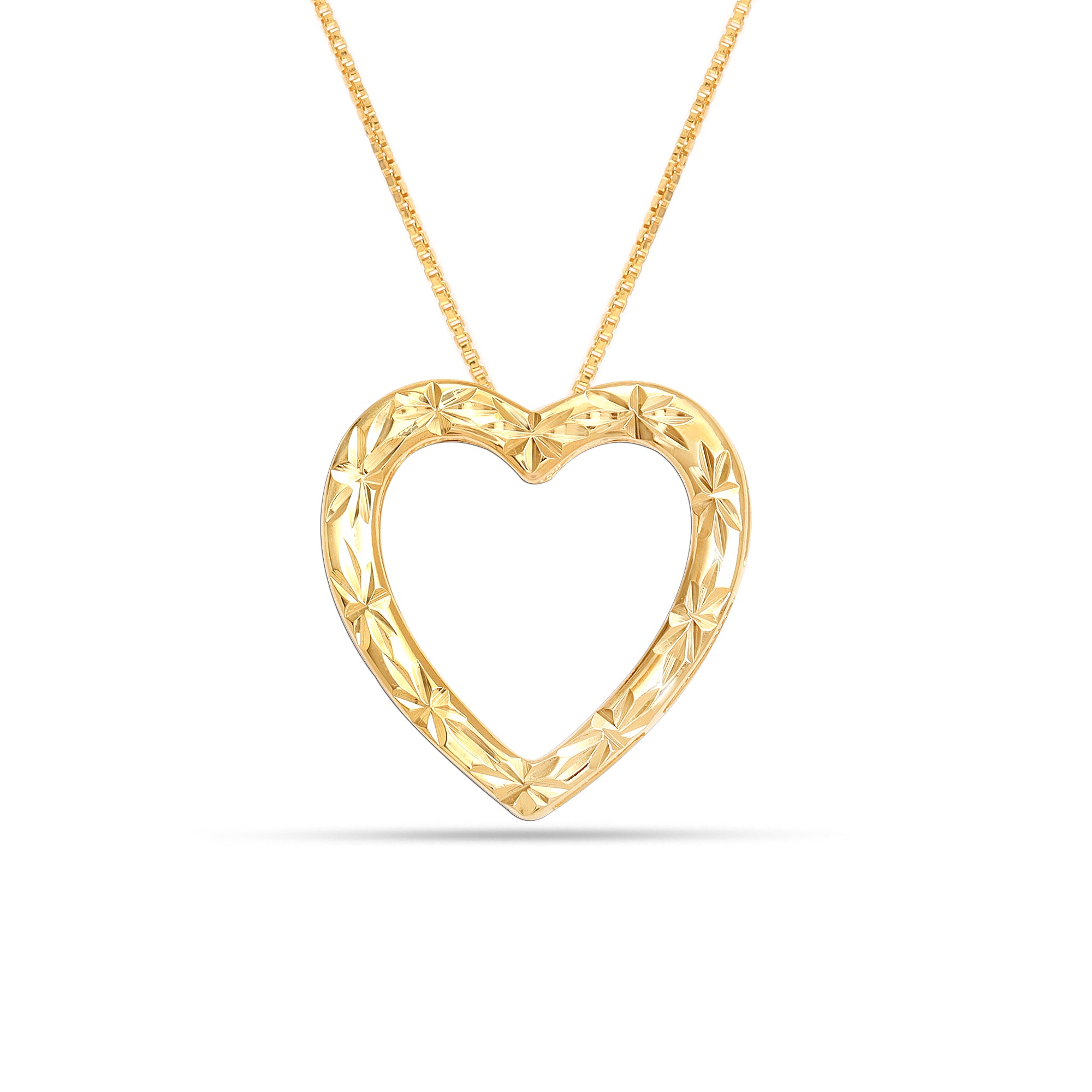 925 Sterling Silver 18K Gold-Plated Diamond-Cut Heart Reversible Necklace for Women Teen