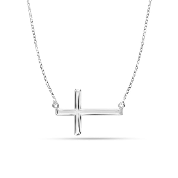 925 Sterling Silver Sideways Cross Pendant Necklace for Women Teen