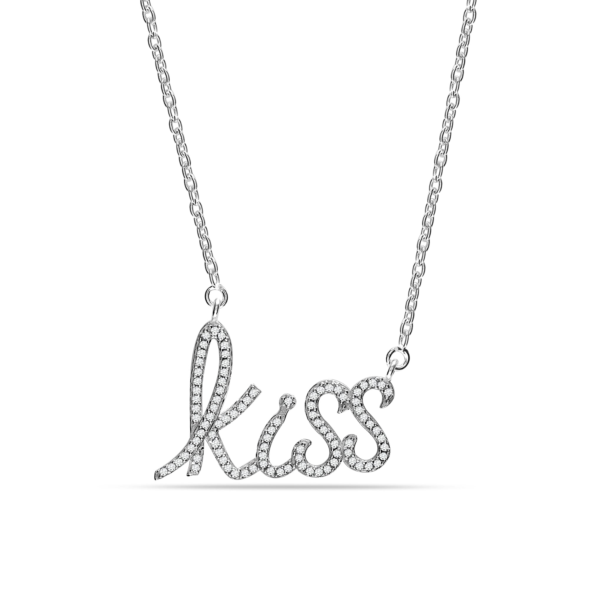 925 Sterling Silver Multi CZ Kiss Pendant Necklace for Women and Girls