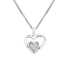 925 Sterling Silver Double Heart Pendant Necklace for Teen Wome