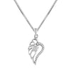 925 Sterling Silver Feather Charm Daily Wear Locket Zircon Studded Pendant Necklace for Women and Girls