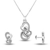 925 Sterling Silver Studded Heart Necklace Set