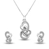 925 Sterling Silver Studded Heart Necklace Set