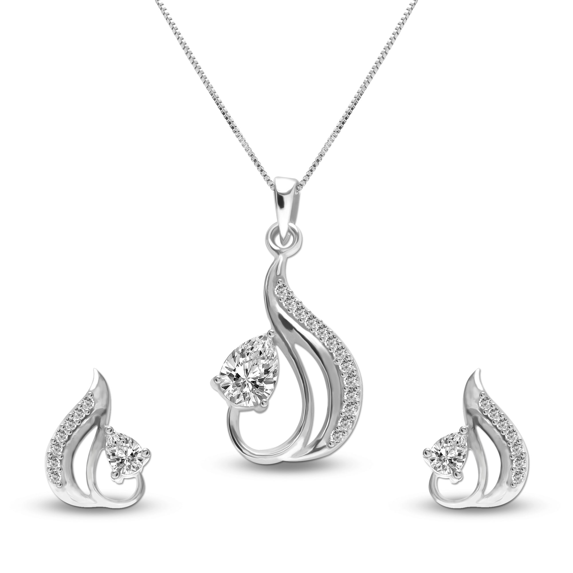 925 Sterling Silver Studded Necklace Set for Women