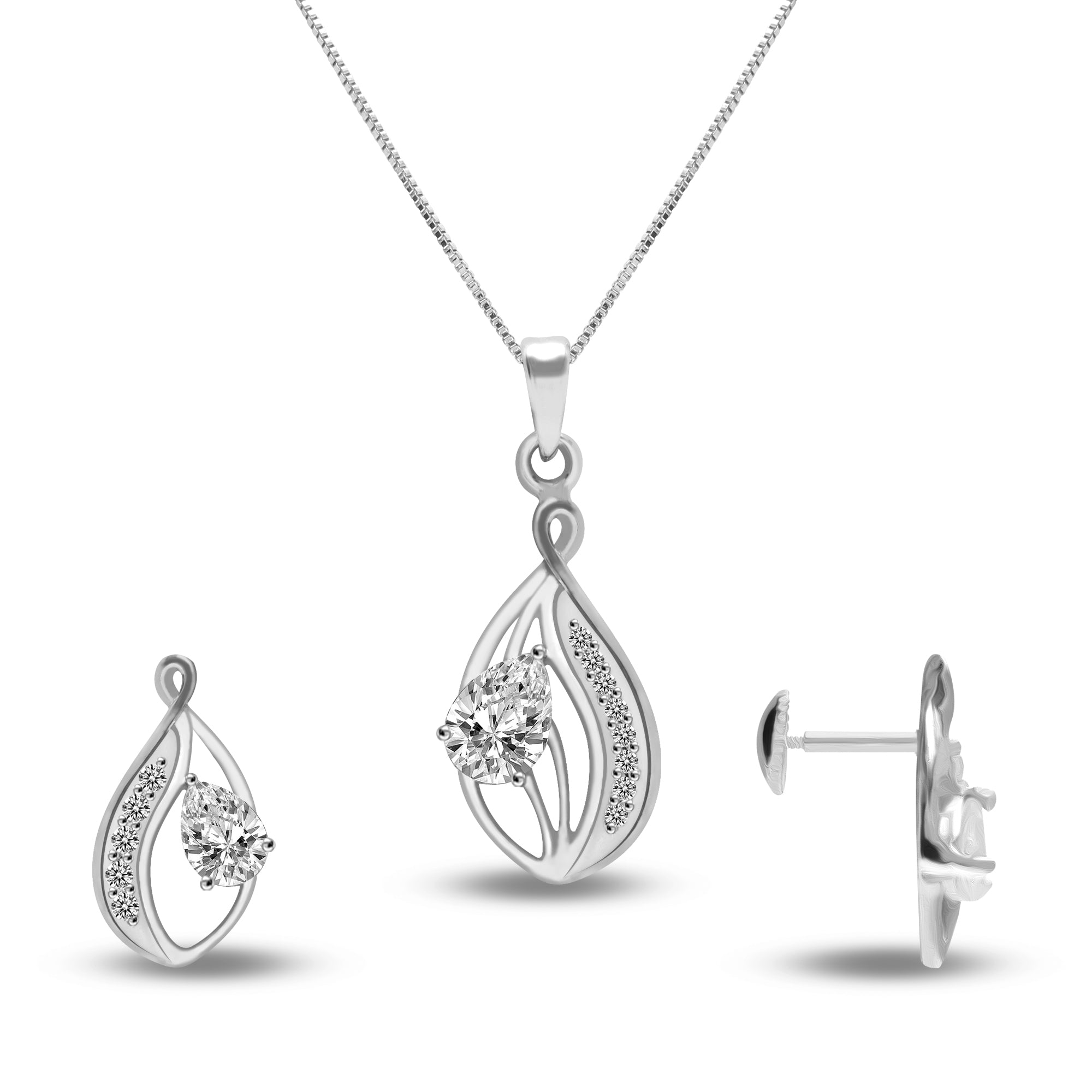 925 Sterling Silver Studded Necklace Set for Women