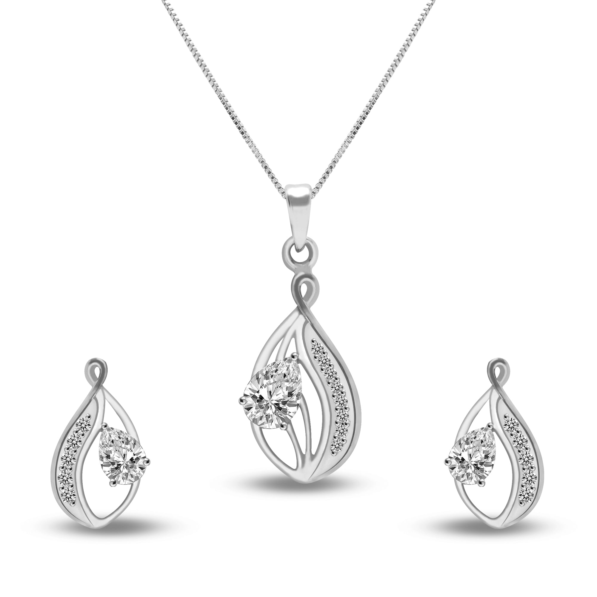 925 Sterling Silver Studded Necklace Set for Women