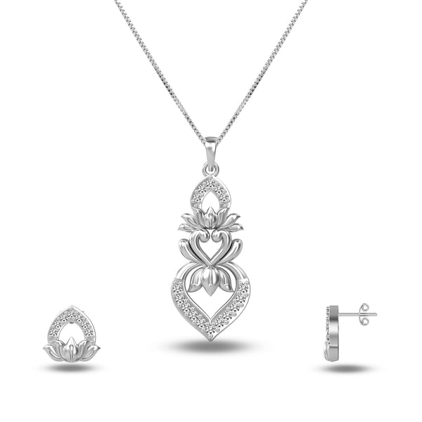 925 Sterling Silver Floral Necklace Set for Teen Women