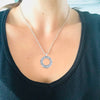 925 Sterling Silver Jewelry Byzantine Open-Space Circle Pendant with Cable Chain for Women 35 MM