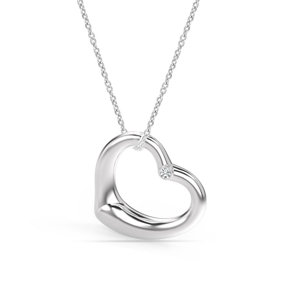 925 Sterling Silver CZ Open Heart Pendant Necklace for Women Teen