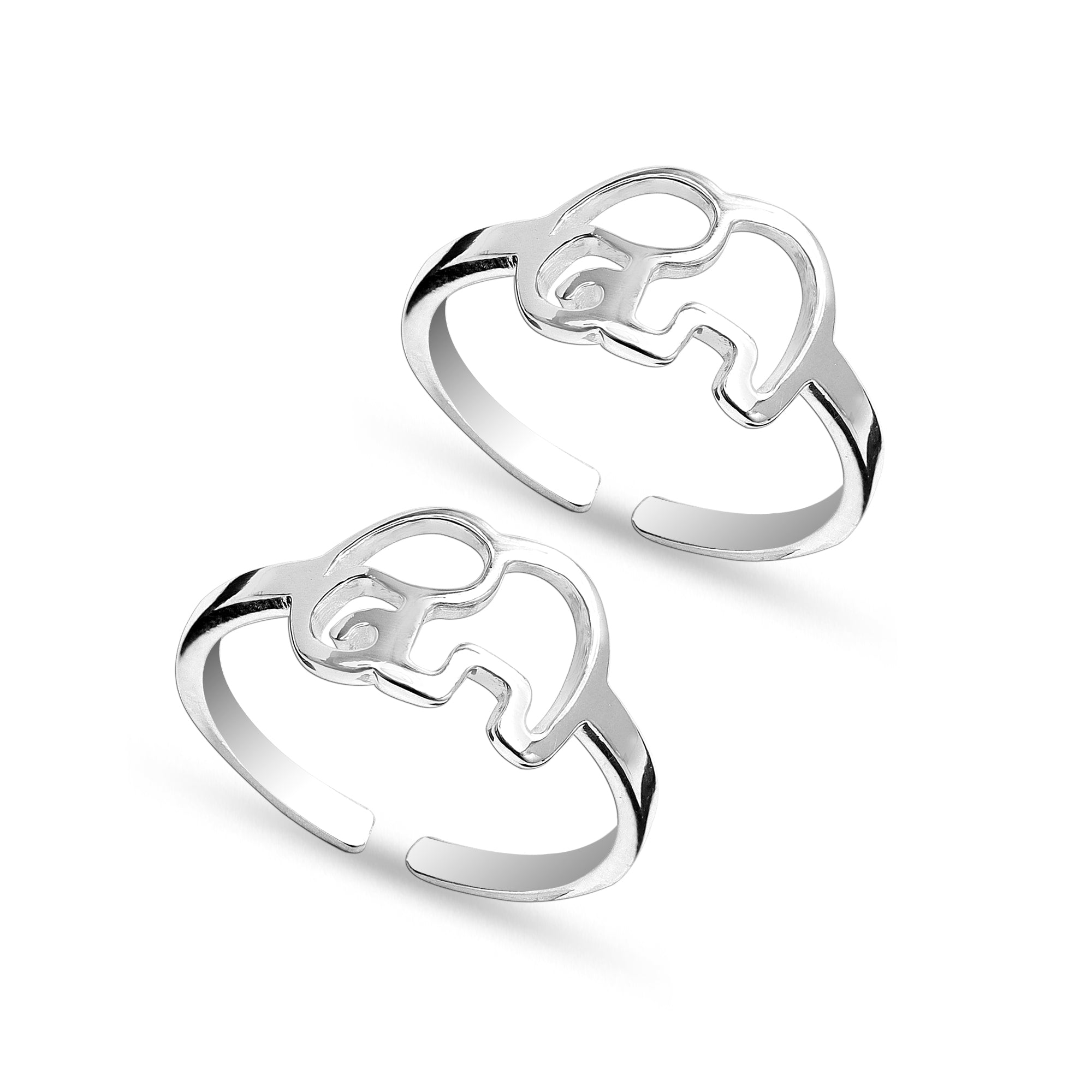 925 Sterling Silver Open Elephant Animal Adjustable Toe Rings for Women