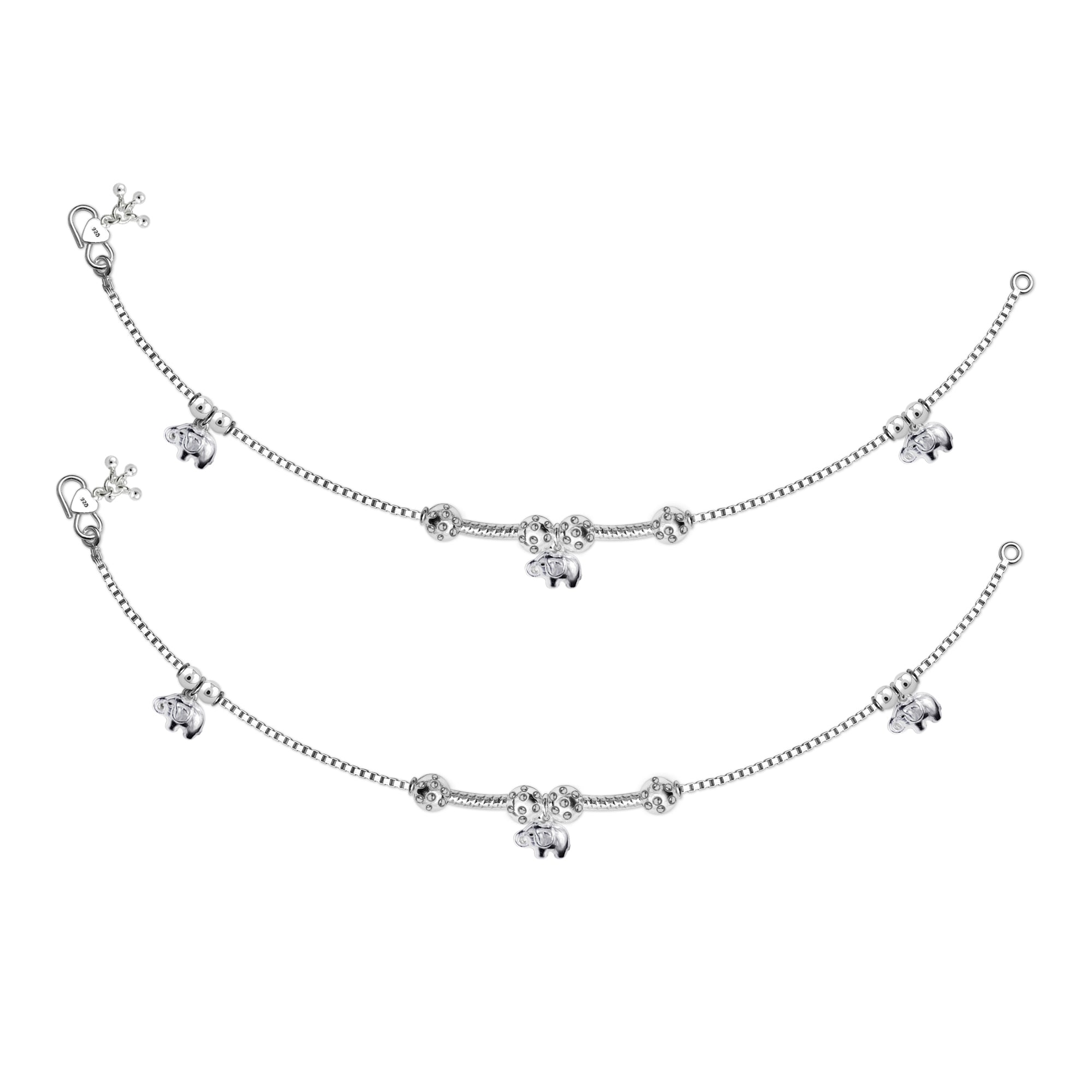 925 Sterling Silver Floral Bead Design Ankle for Women