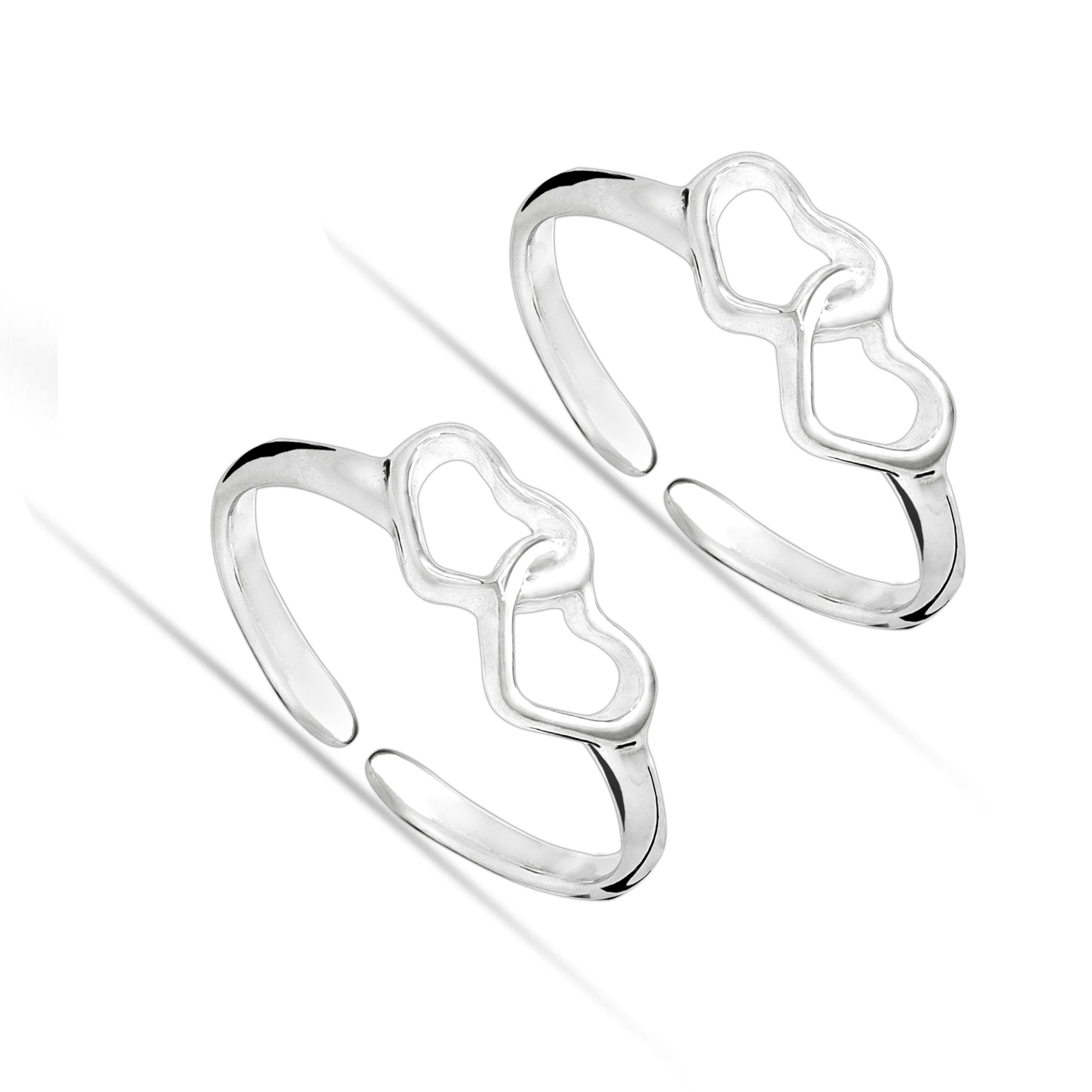 925 Sterling Silver Infinity Heart Open Adjustable Toe Rings for Women